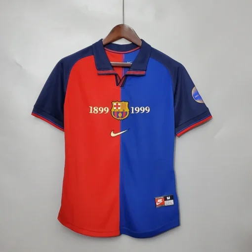 Barcelona 100th Anniversary Home Half Sleeve Retro Jersey