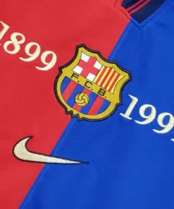 Barcelona 100th Anniversary Home Half Sleeve Retro Jersey