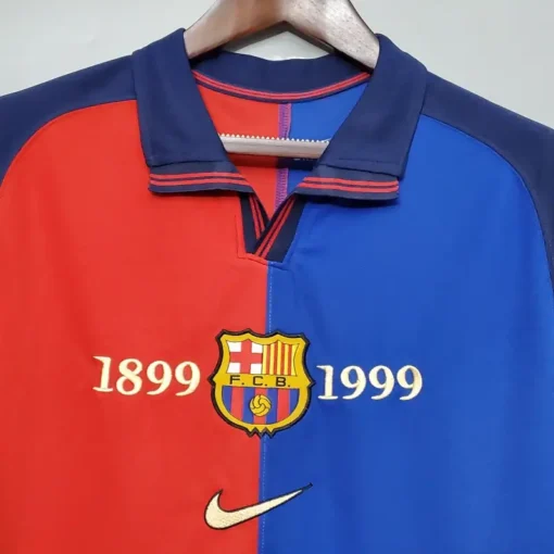 Barcelona 100th Anniversary Home Half Sleeve Retro Jersey